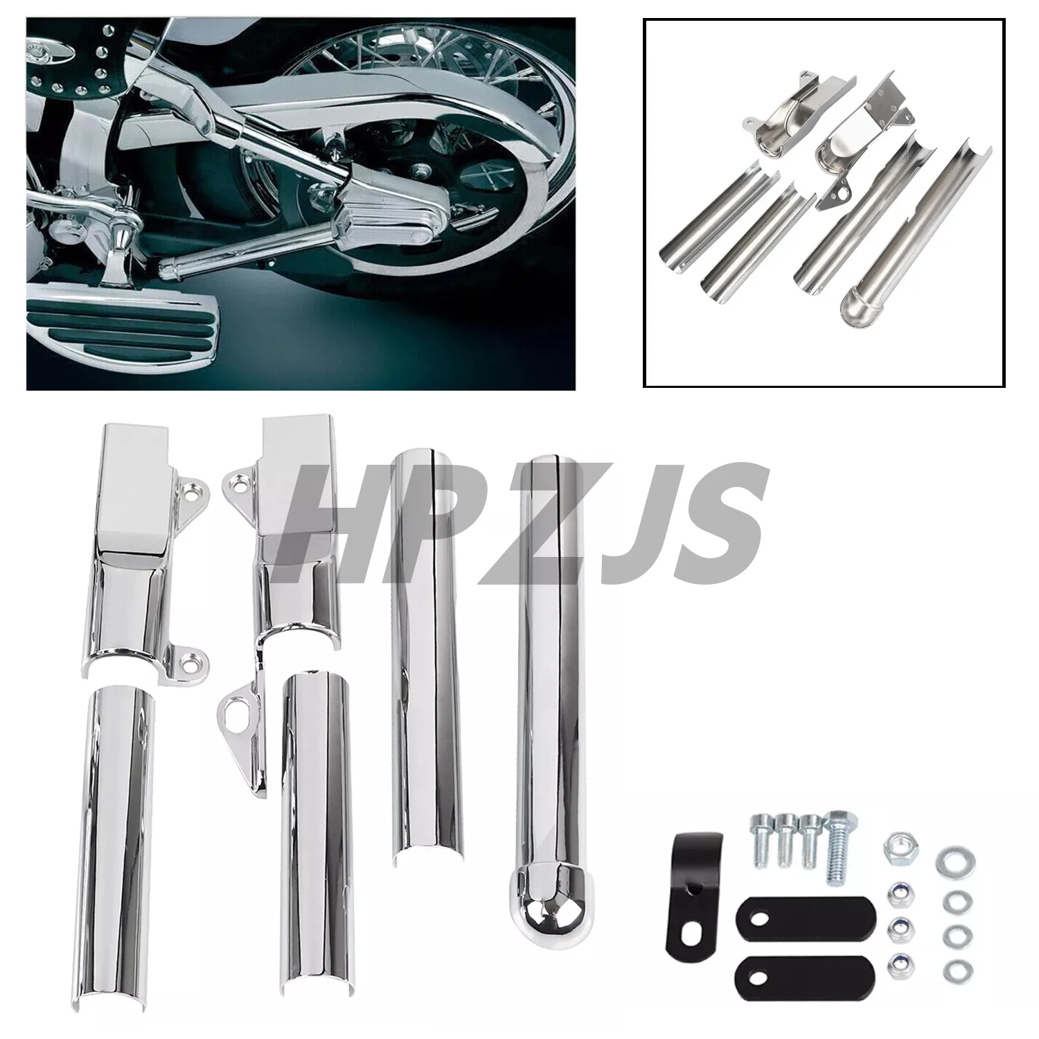 Motorcycle Rear Swingarm Tube Covers For Harley Softail FXST EFI FXSTI FLSTC EFI FLSTCI FLSTS EFI FXSTSI 2000-2007 Chrome