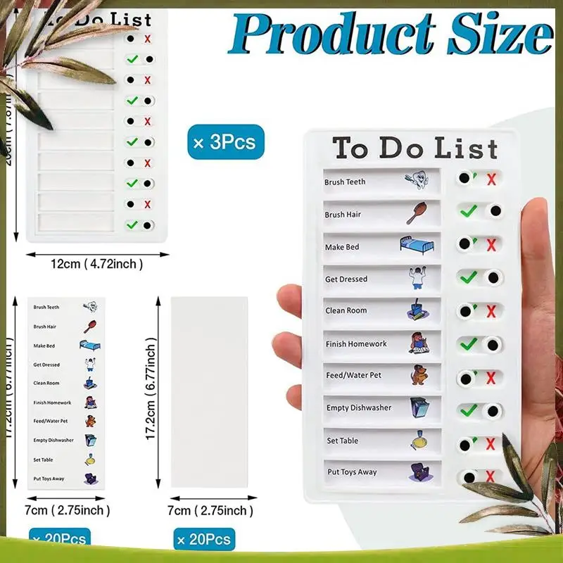 ABDW-Pack Of 3 Memo Boards, Removable Plastic Chore Chart, To-Do List Sliding Boards With 40 Paper