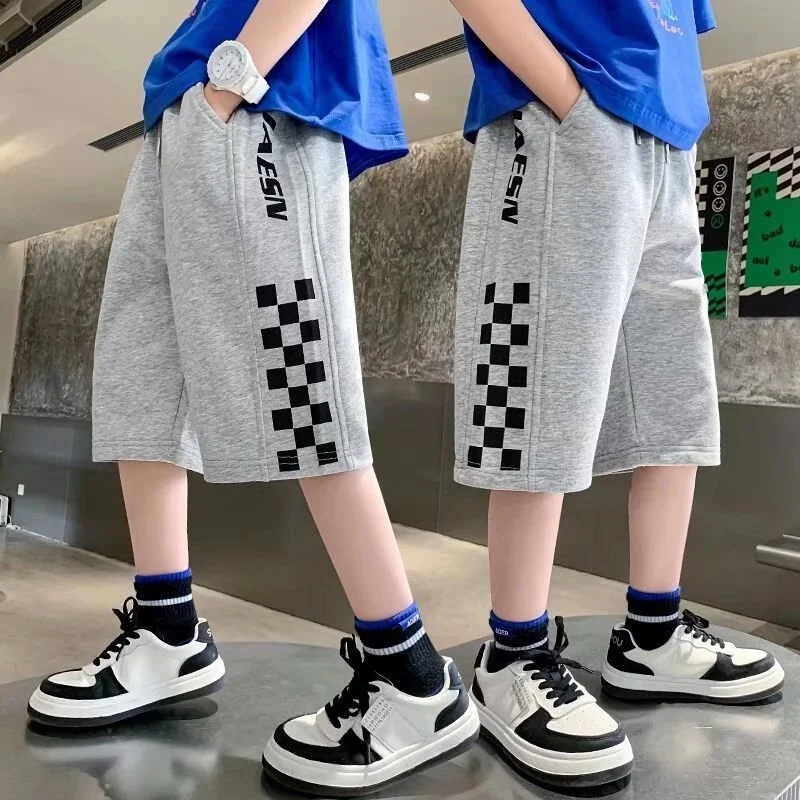 

Fried Street Boy's Middle Pants Middle-aged Children's Sports Casual Shorts Summer Thin Thin Loose Children's Cropped Pants Tide