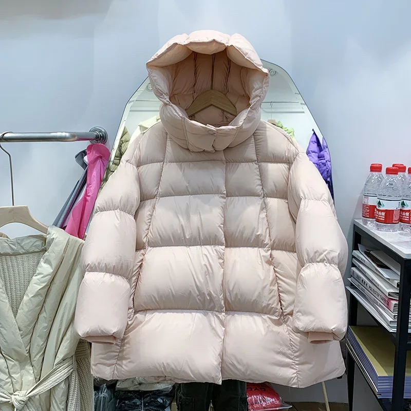 Down Jacket Women Outerwear Female Demure White Duck Down Coat Lady Warm Puffer Jacket 2024 New European American Fashionable