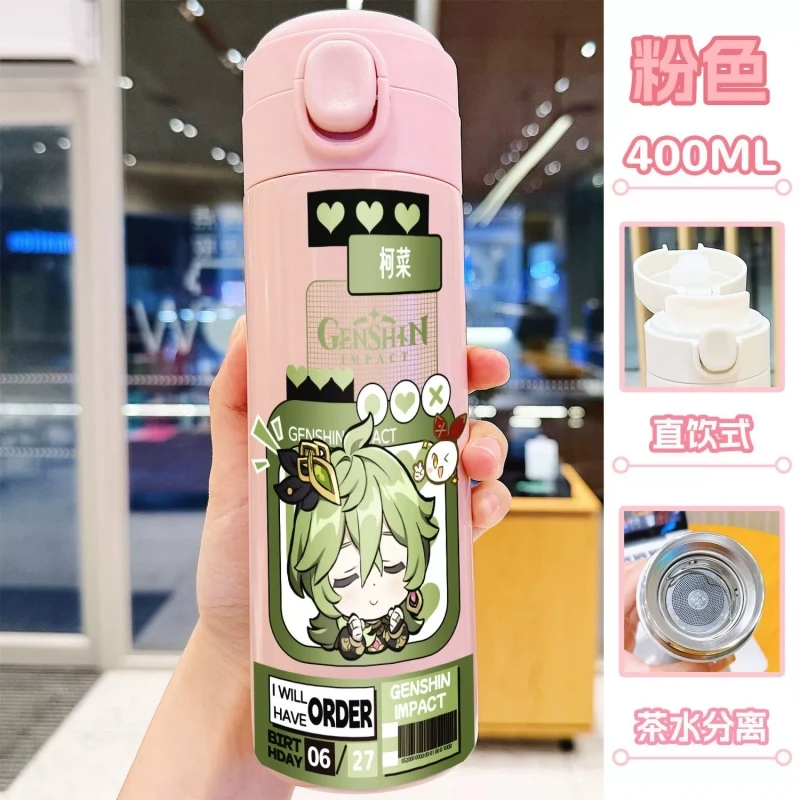 Cartoon Shenhe Collei 400ml Thermos Cup Game Genshin Impact 316 Stainless Steel Water Coffee Cup Keep Cold/Warm Students Gift