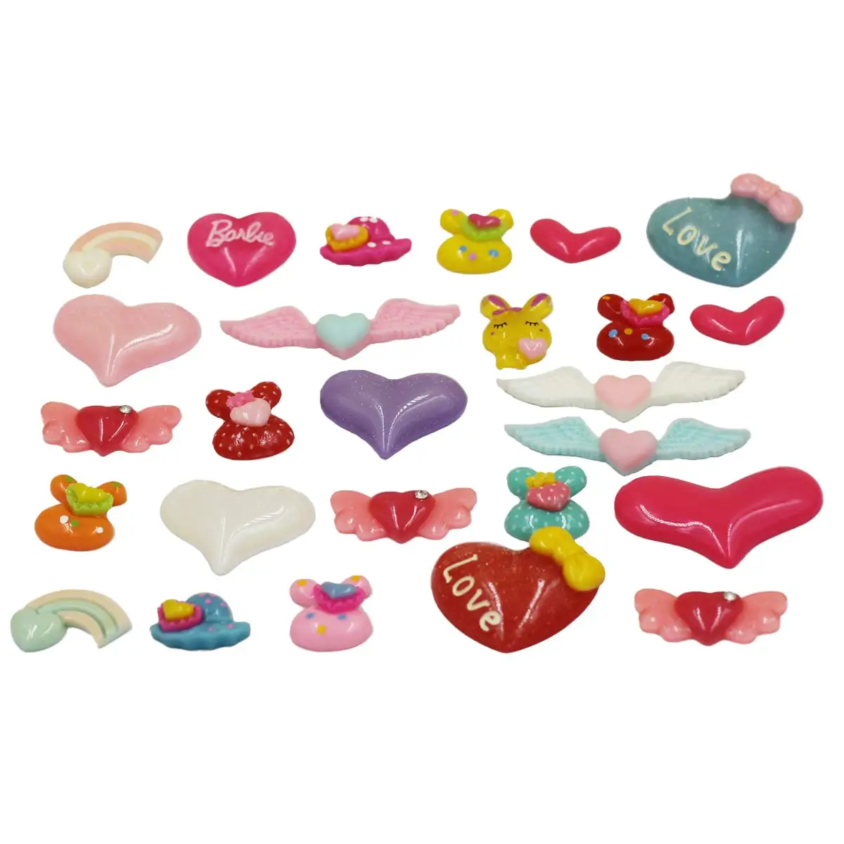 

50 шт., подвеска из смолы с плоской задней частью, камея, кабошон, тема сердца, микс, случайный 10-50 мм, длинные украшения ручной работы, ювелирные аксессуары