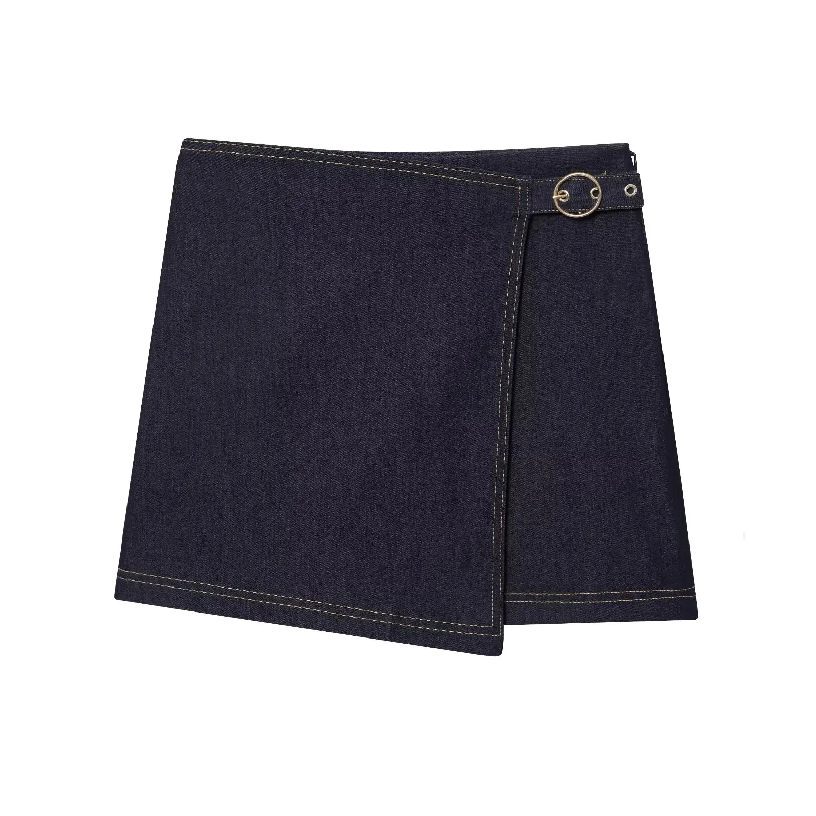 

2025 Fall Trend Street Style Mini Skirt Pants Gold Buckle Double-Breasted Skirt Pants Casual Fashion Women's Skirt Pants Gold Bu