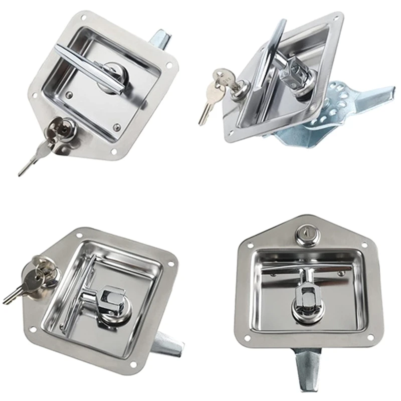 

4Pack Stainless Steel T-Handle Locking Trailer Door Latch Paddle Entry Door Lock With 8 Key