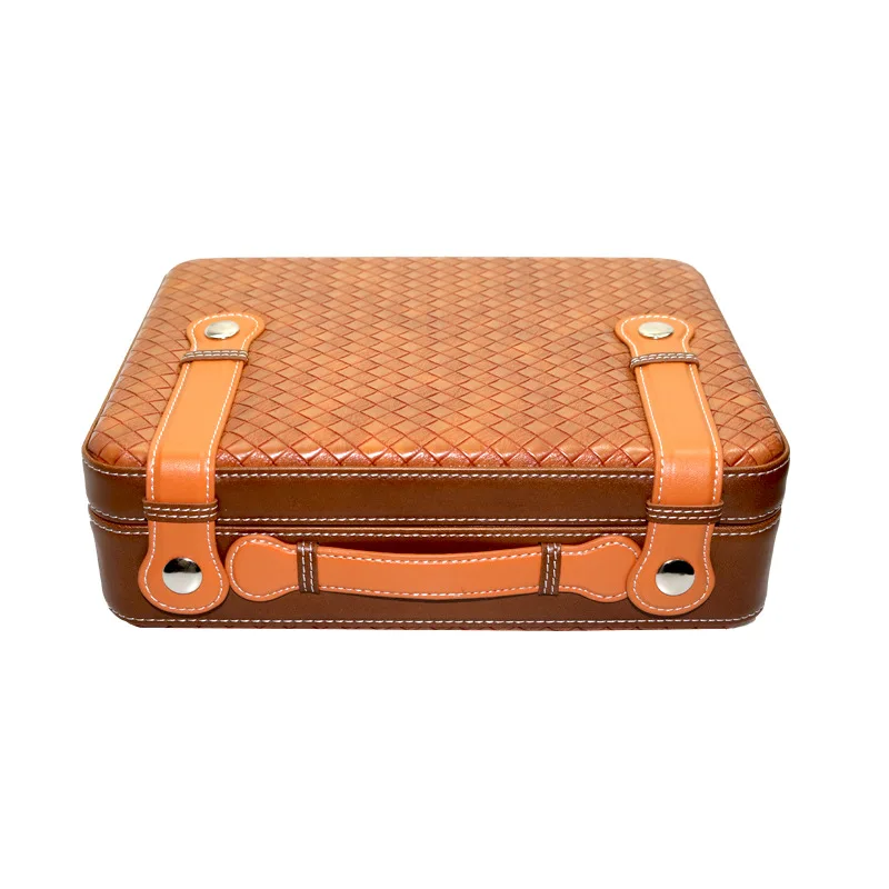 

Luxury Cedar Wood Cigar Humidor Box Leather Tobacco Case With Portable Humidifier Cigar Hygrometer Professional