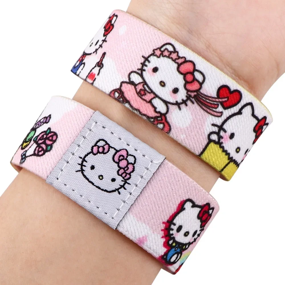 Kawaii Cute Anime Peripheral Kuromi Cartoon Hello Kitty Design Elastic Force Movement Bracers Wristband Friend Festivals Gift