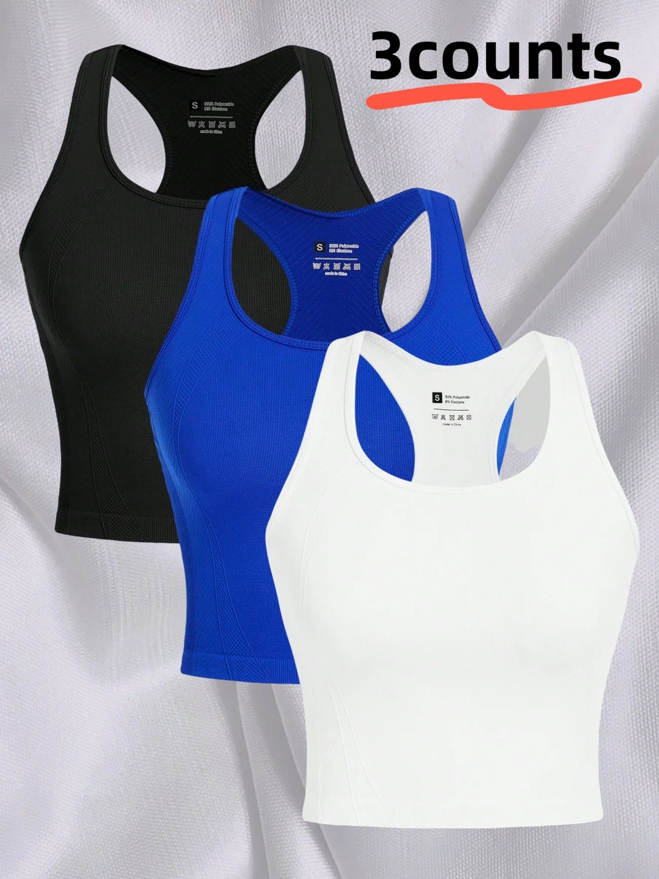 Mouwloos sportgesneden top met race-rug, hardloopfitness spandex fitnessvest voor dames, gymsporttop