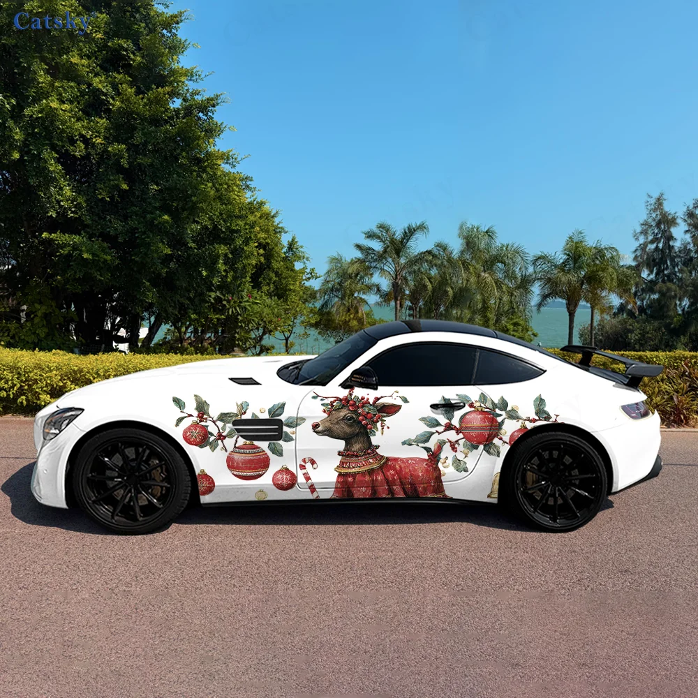 

Red Shawl Sheep Fruit Car Vinyl Wraps Decal Self-adhesive PVC Sticker Suitable for Trucks SUV Decoration Auto Accessories Gift