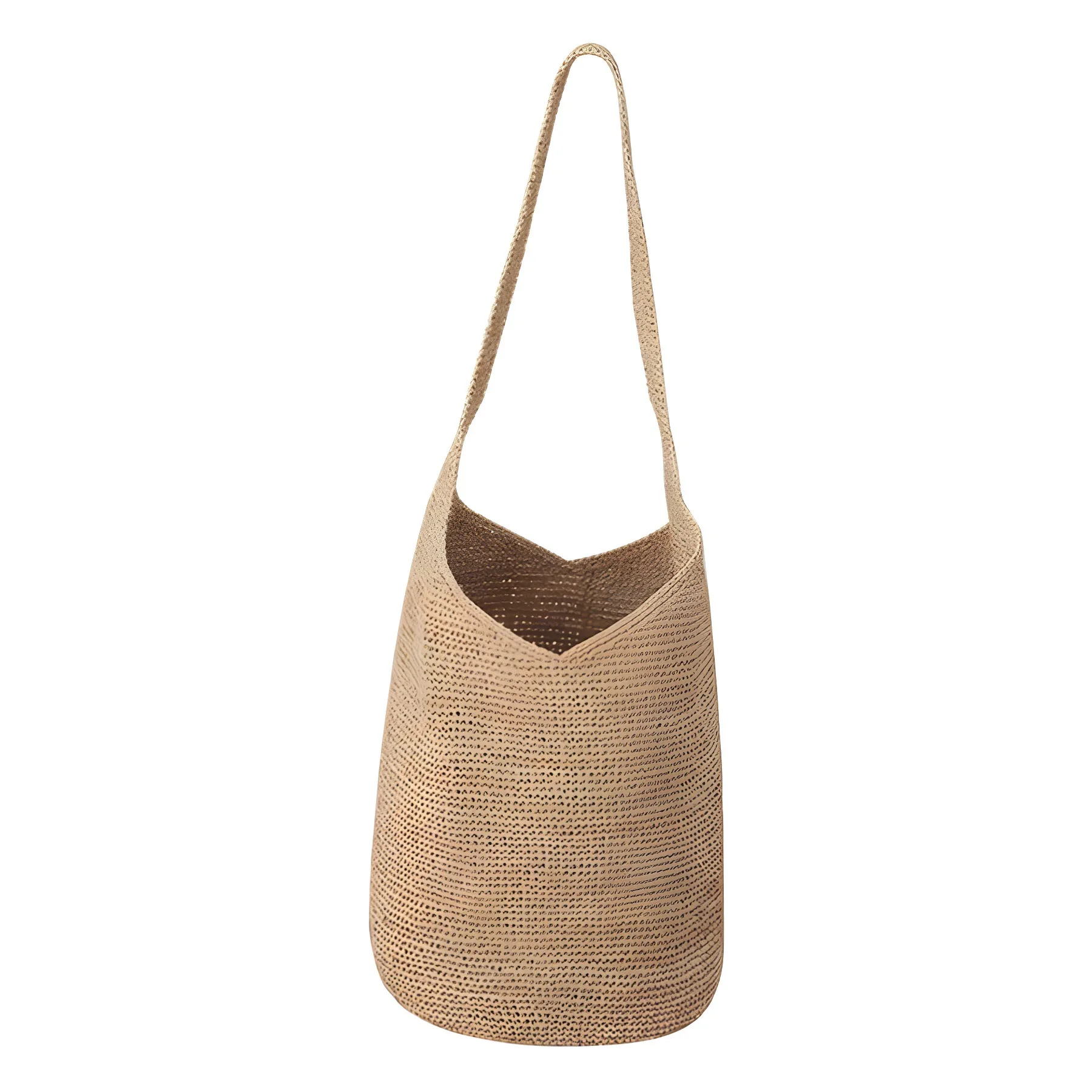 

Handwoven Raffia Bucket Bag for Women Beach Vacation Shoulder Tote Korean Japanese Style
