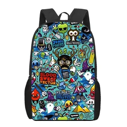 Anime Graffiti Sticker Pattern Children School Bag Girls Boys Casual Book Bag Teenager Daily Backpack Woman Men Travel Rucksacks