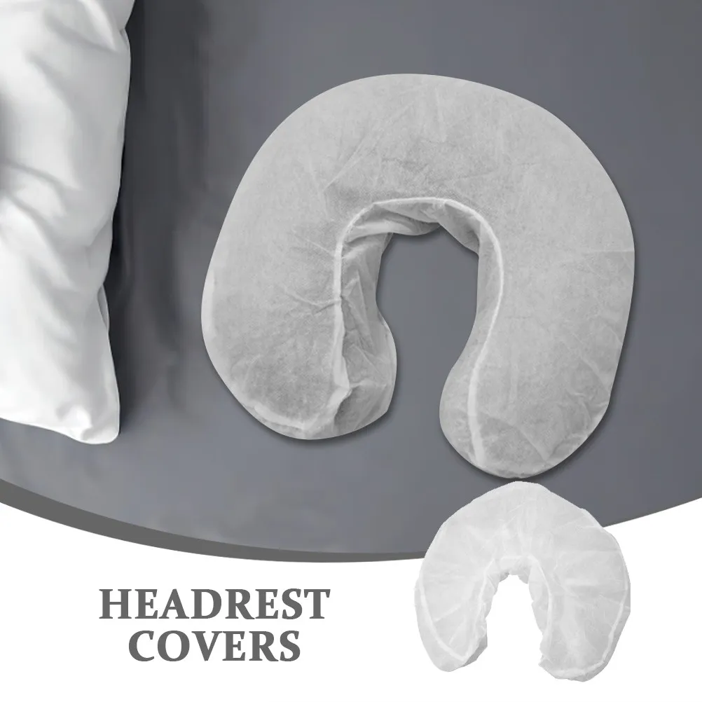 50Pcs Disposable Pillow Covers Non-Woven U-Shaped Headrest Case Stretchy Comfortable for Massage Chair Face Cradle Travel