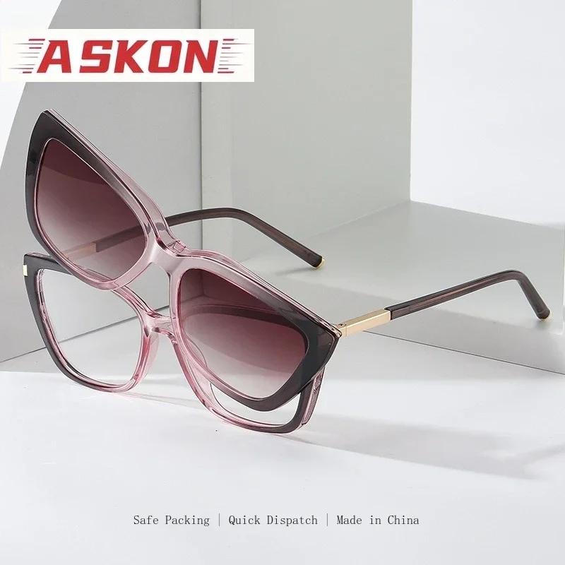 ASKON 2027 Cat Eye Magnetic clip on optical Glasses Frame for Women Eyeglasses Frames   myopia Female TR90 Eyewear