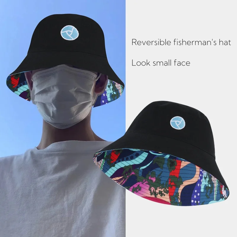 

Unisex Double-Sided Wear Bucket Hat Sun Protection Baseball Cap Outdoor Climbing Fishing Fisherman Plus Size Panama