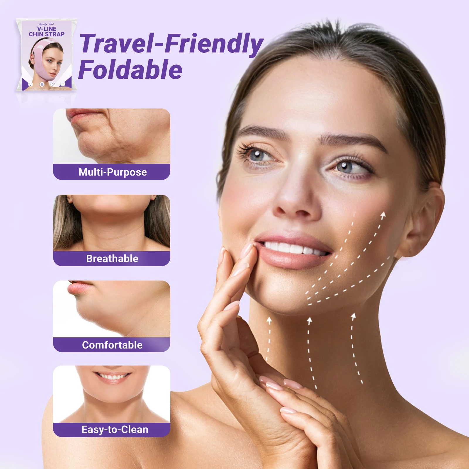 V Line Lifting Chin Strap Reusable Adjustable Face Lift Mask Chin Strap For Double Chin For Women