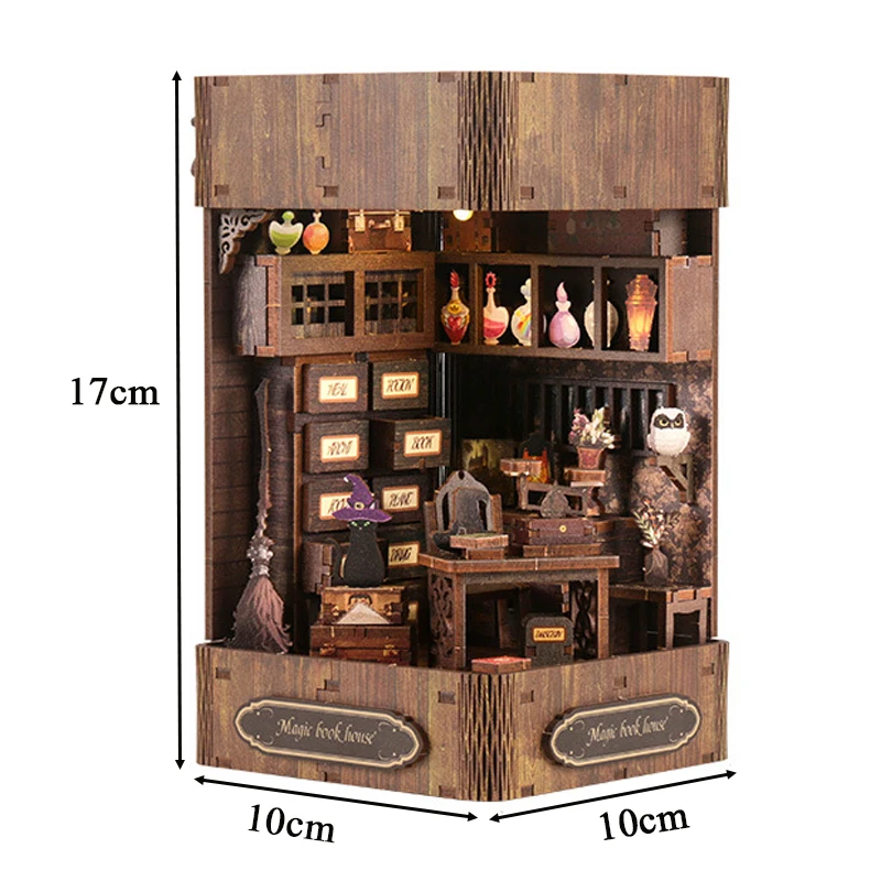 DIY Wooden Magic Book House Miniature Building Kits Detective Agency Doll Houses With Furniture Lights Casa for Friends Gifts