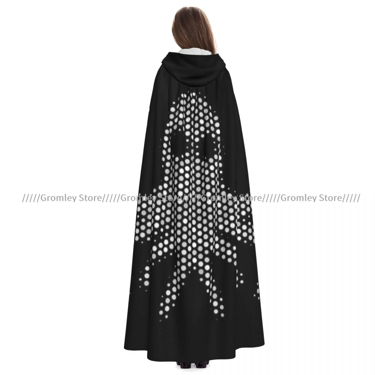 

Dot White Octopus Witch Cloak Halloween Cosplay Costume Adult Unisex Cloak Retro Ages Cape