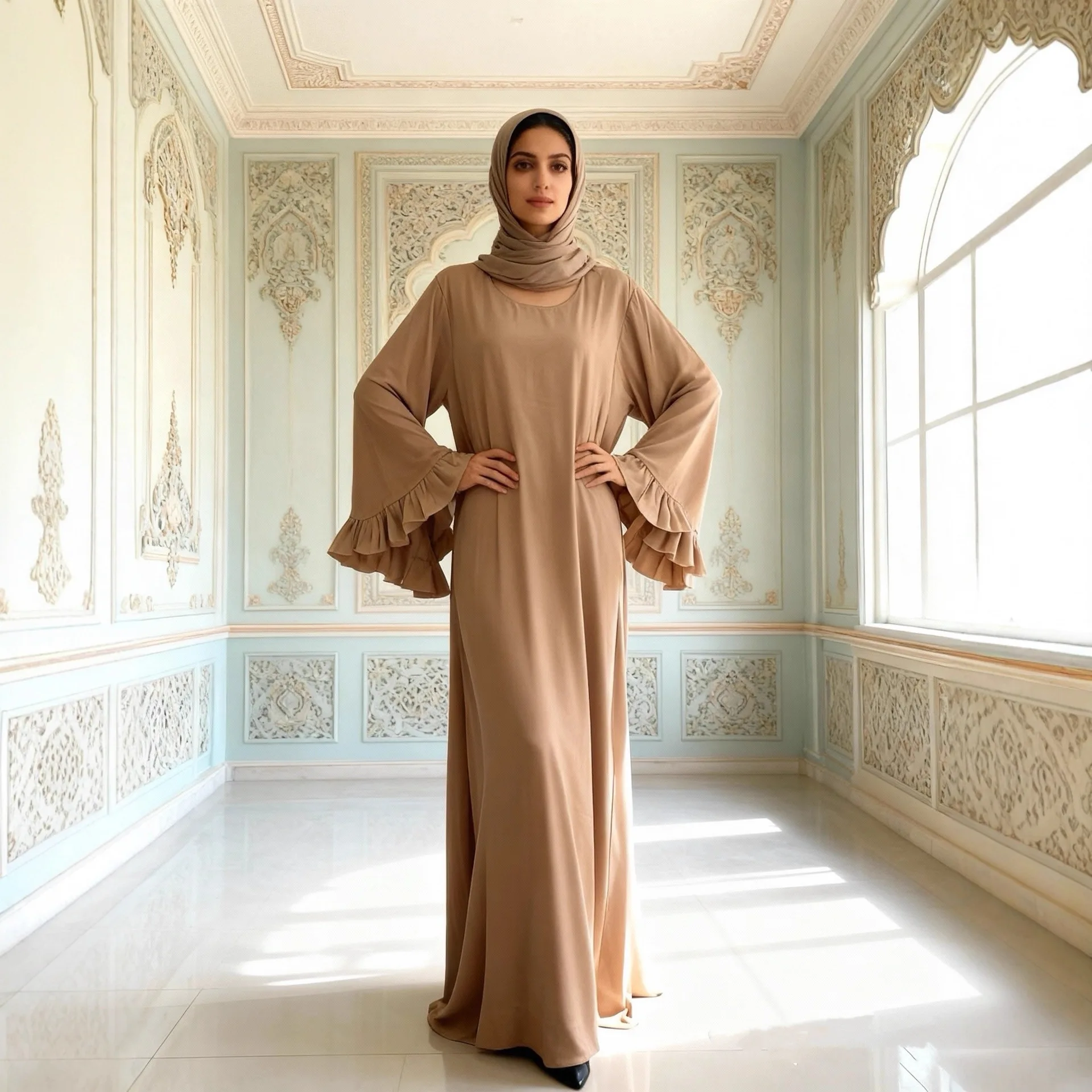 

Ид Джеллаба Роскошные Дубайские Абая для женщин Мусульманское Платье Ислам Джалабия с рюшами Рамадан Турция Кафтан Халат Kebaya Кафтан Абая