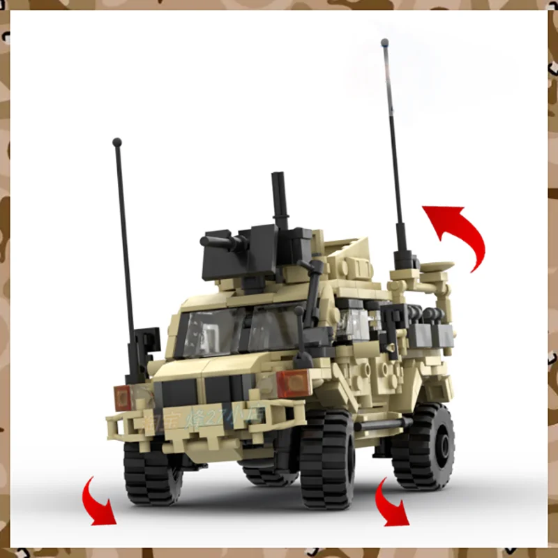 MOC WW2 Military Husky Tsv Armored Car Building Blocks British Soldiers Vehicle Army Figures Weapons Accessories Bricks Kid Toys