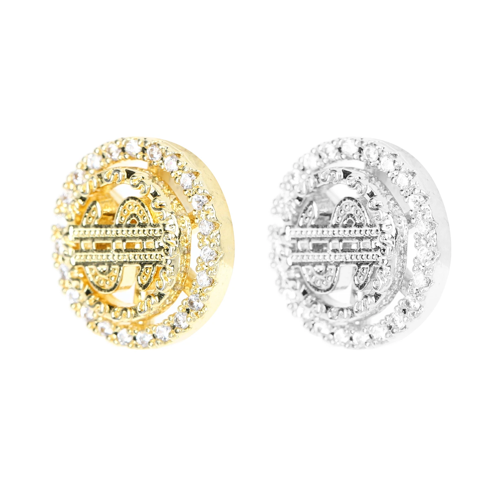 

2 Pcs Coin Shape Nail Decor Copper Zircon 3D Charm DIY Manicure Material Elegant Accessories For Natural Fake Nails Art Supplies
