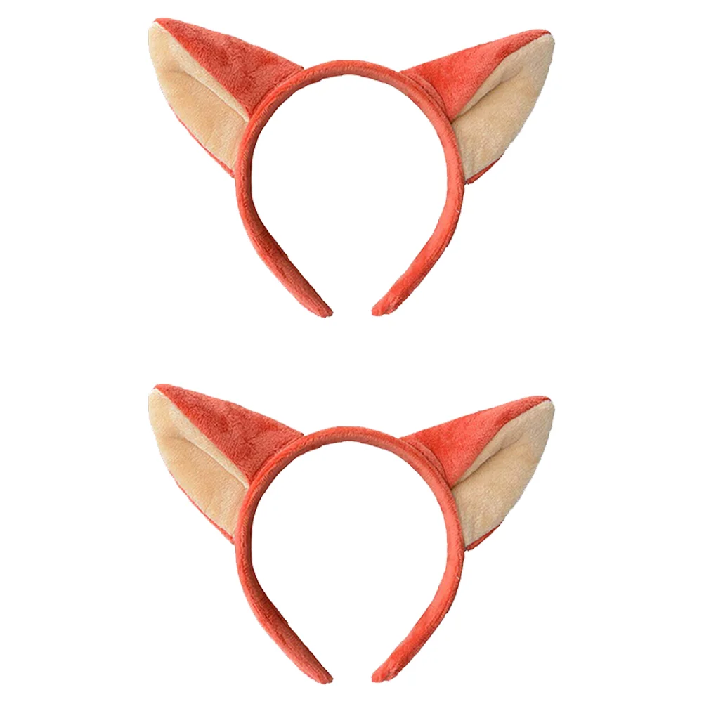 2 Pcs Fox Ears Headband Party Headbands Tail Foxes Headpiece Orange Fluffy Child