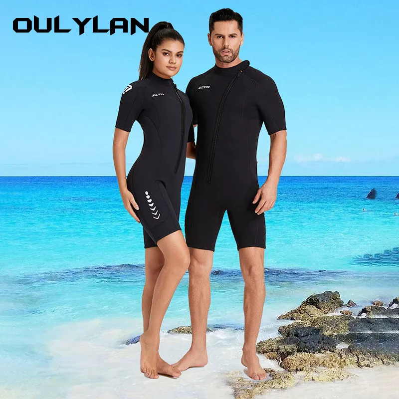 New 3MM Neoprene Wetsuit Men Keep Warm Swimsuit Scuba Free Diving Suit Short Sleeve Surfing Snorkeling Suits Women Swimwear