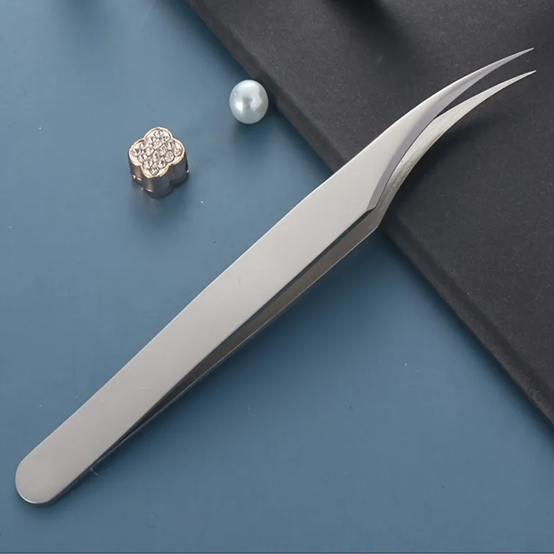 1Pc stainless steel eyelash tweezers, dolphin clip, super sharp, also suitable for endogenous hair removal, blackhead remover