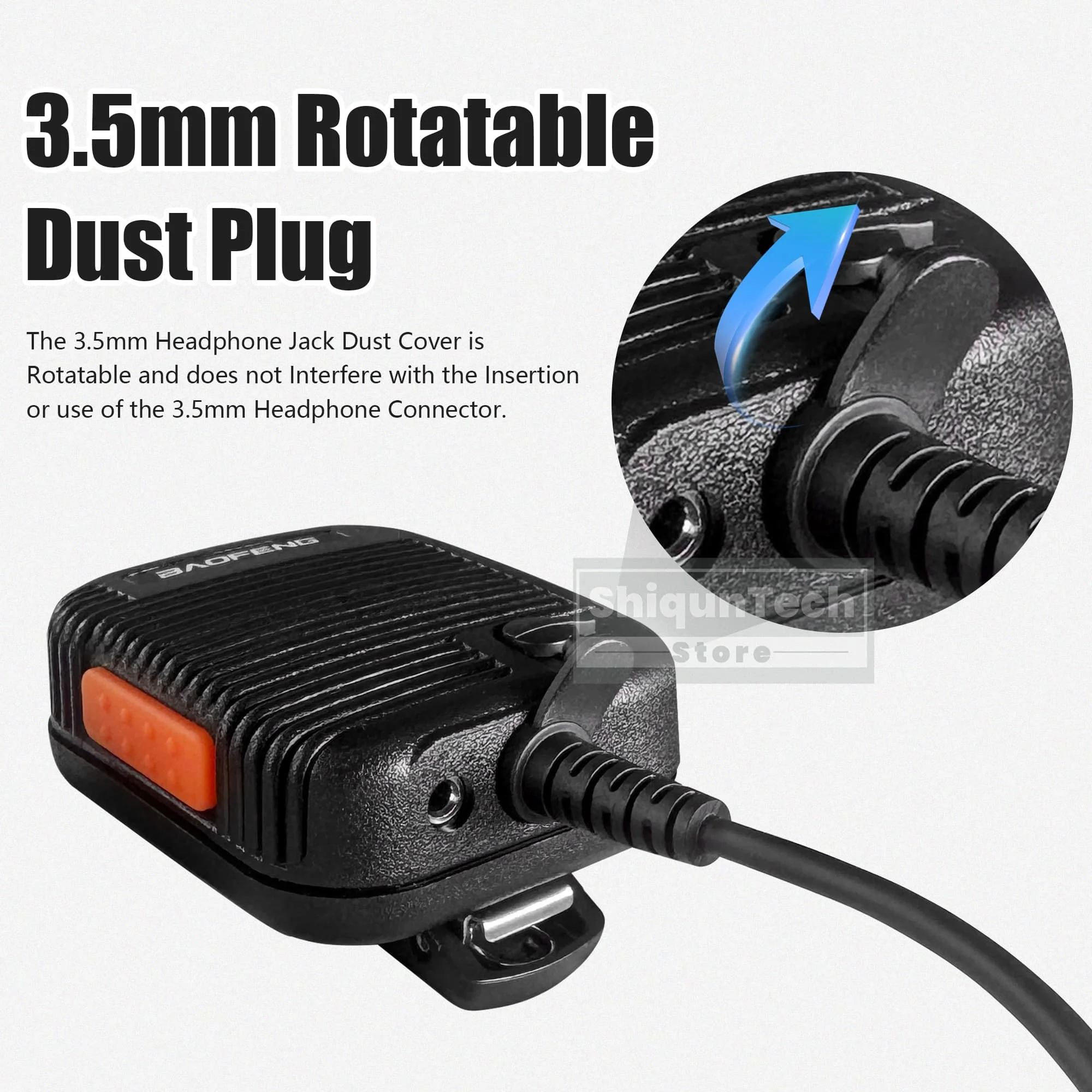 Baofeng Microphone Speaker Mic AR-152 Tactical Mic Volume Adjustable K Plug With 3.5mm Headset Jack For UV-25M DM-32 UV-32 Radio view 4