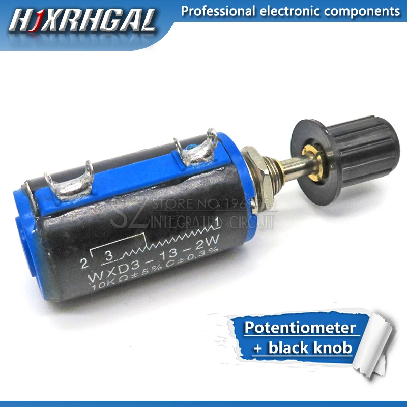 1pcs WXD3-13 2W Potentiometer + 1 black knob 100 680 1K 2.2K 3.3K 4.7K 5.6K 6.8K 10K 22K 33K 47K 100K Ohm WXD3-13-2W hjxrhgal