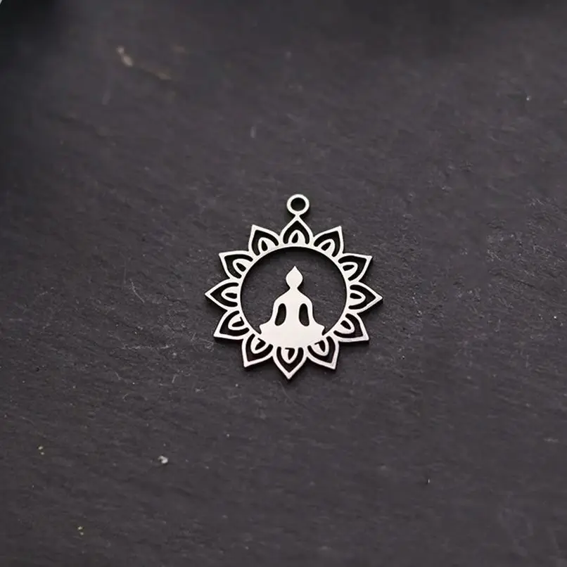 

3pcs Delicate Lotus Flower Buddha Charms DIY Earrings Handmade Stainless Steel Pendant for Jewelry Making Yogo Amulets Supplies