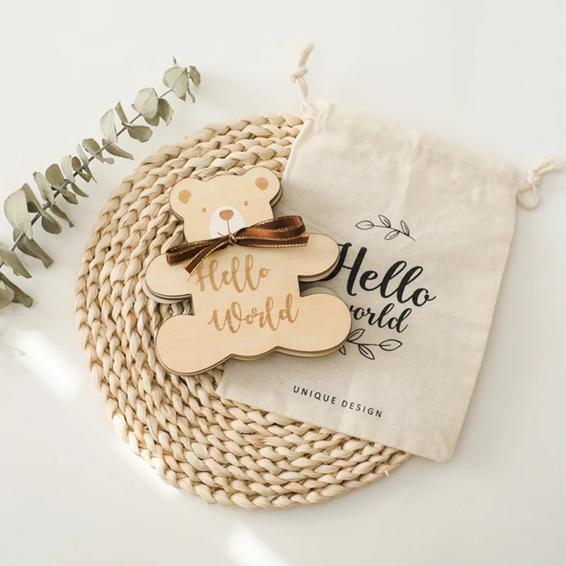 7Pcs Baby Wooden Milestone Cards Bear Memorial Number Monthly Card Engraved Age Photography Accessories Newborn Birthing Gift