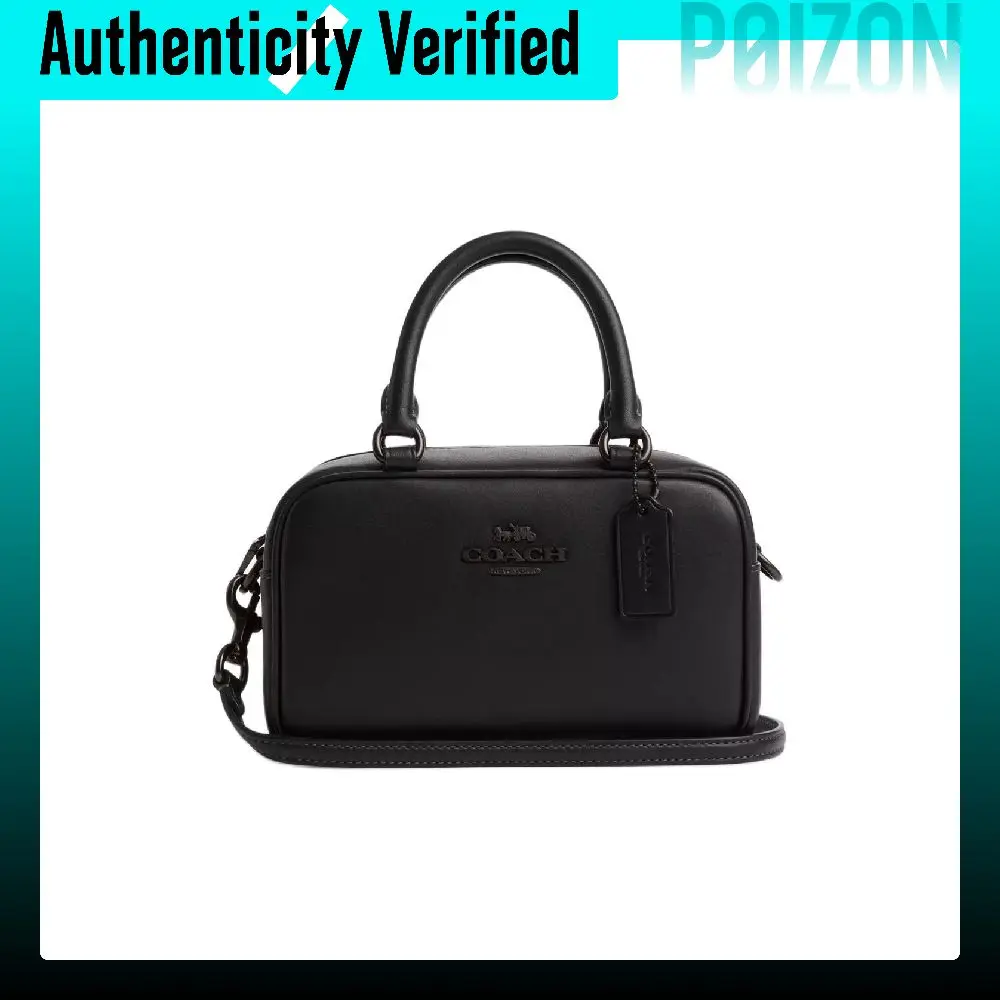 COACH SATCHEL Leather Bowling Bag, Shoulder Bag, Crossbody Bag, Handbag Small Women's Black CT776-JIBLK