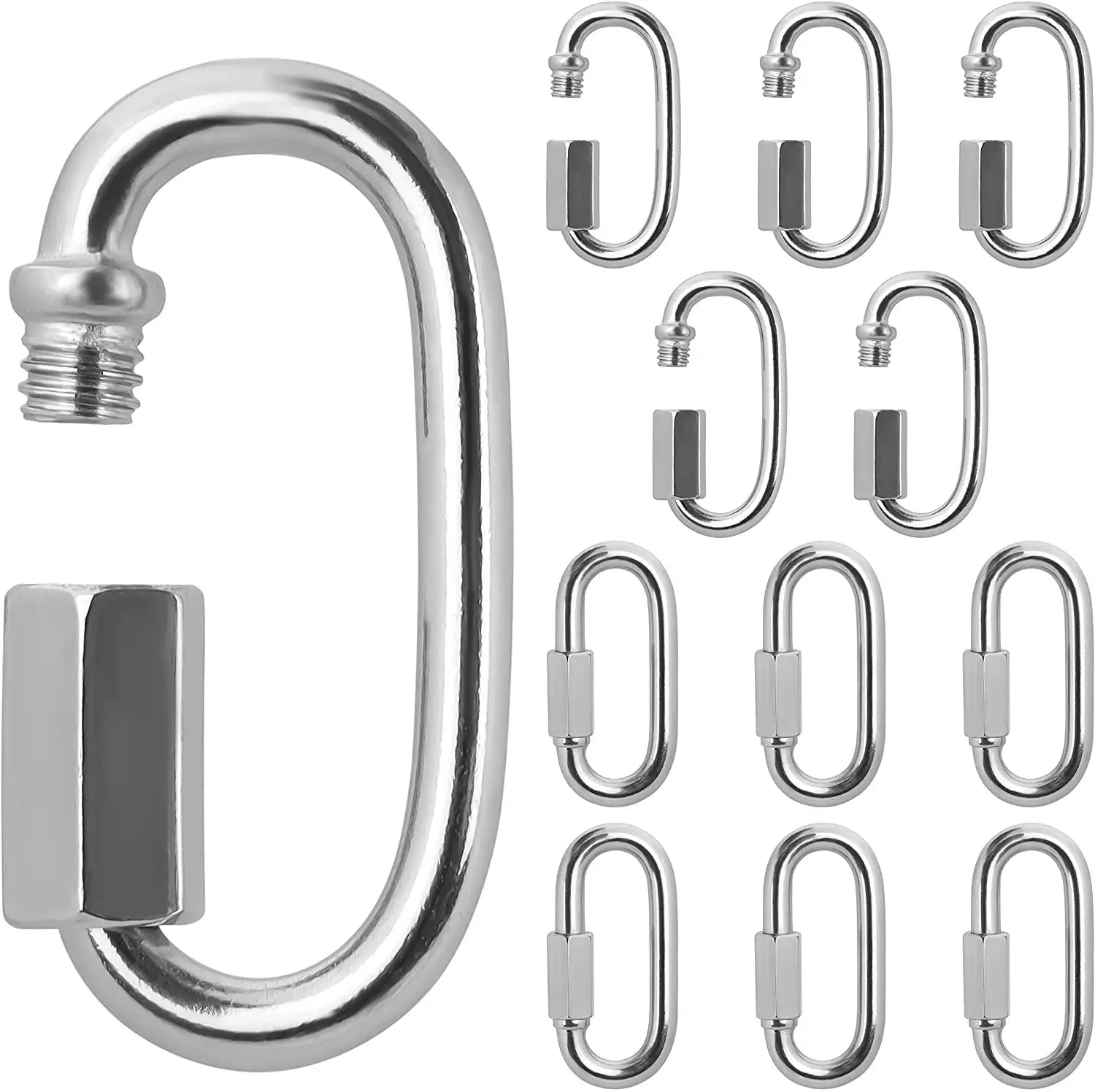 Multi-function Stainless Steel Connecting Ring Mountaineering Carabiner Outdoor Climbing Chain Safety Buckle Rope Connector