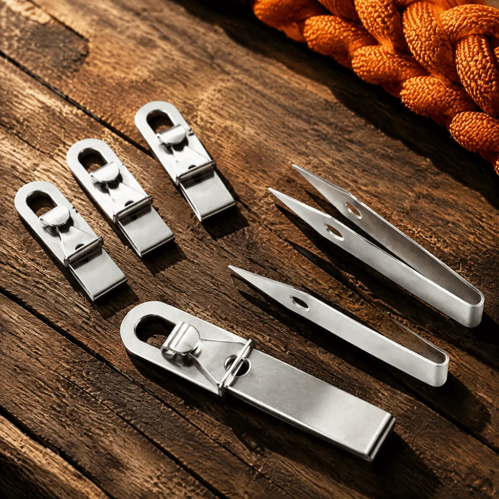 Portable Stainless Steel Tweezers Precision Lightweight Outdoor Pick-Up Tool Small Object Retrieval Stainless Steel