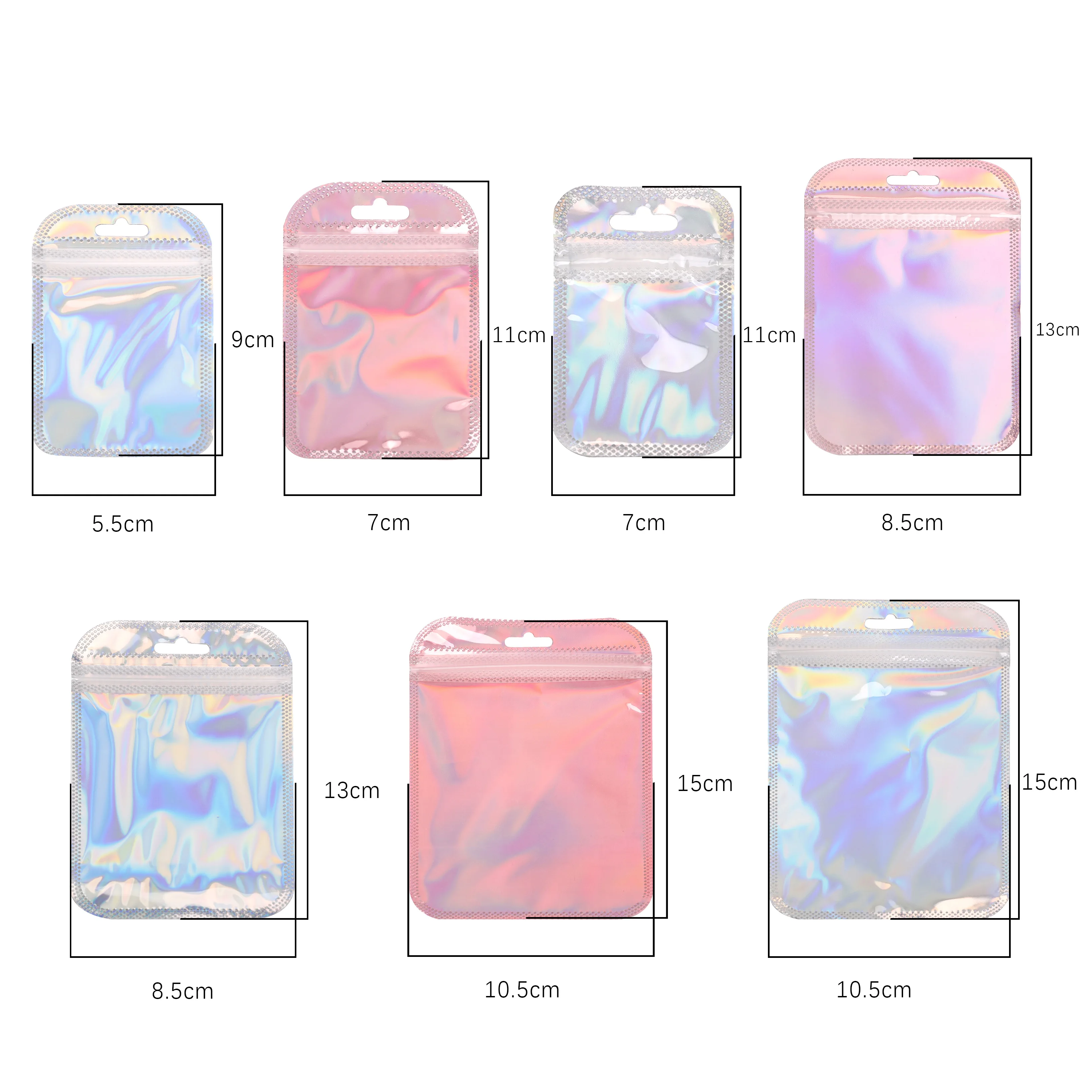 10 pièces/sac, pochettes en plastique scellables au laser, imperméables, réutilisables, pour la présentation de perles, le stockage de cadeaux, l'organisation de petits objets