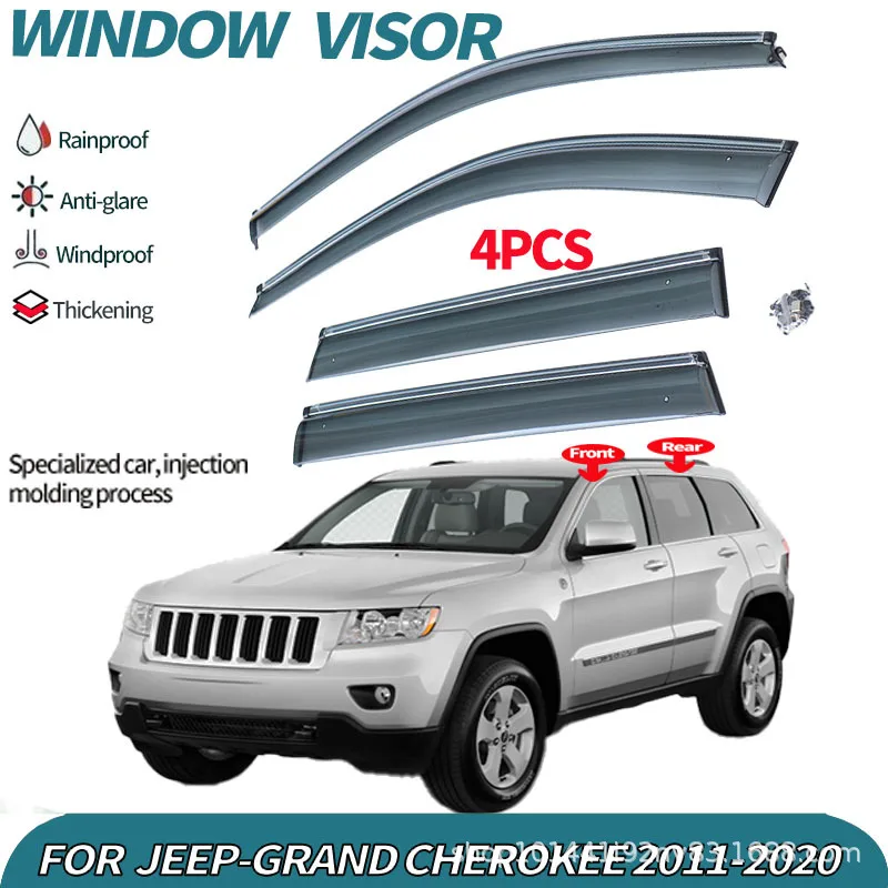 Suitable for JEEP GRAND CHEROKEE WK2 window visor Wind & Rain Deflectors No-Drill Design