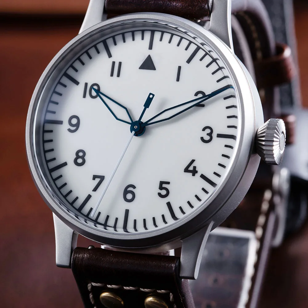Hruodland 2026 Men's Retro Classic Pilot Watch Automatic Mechanical F013 Stainless Steel Sapphire Leather Strap Waterproof