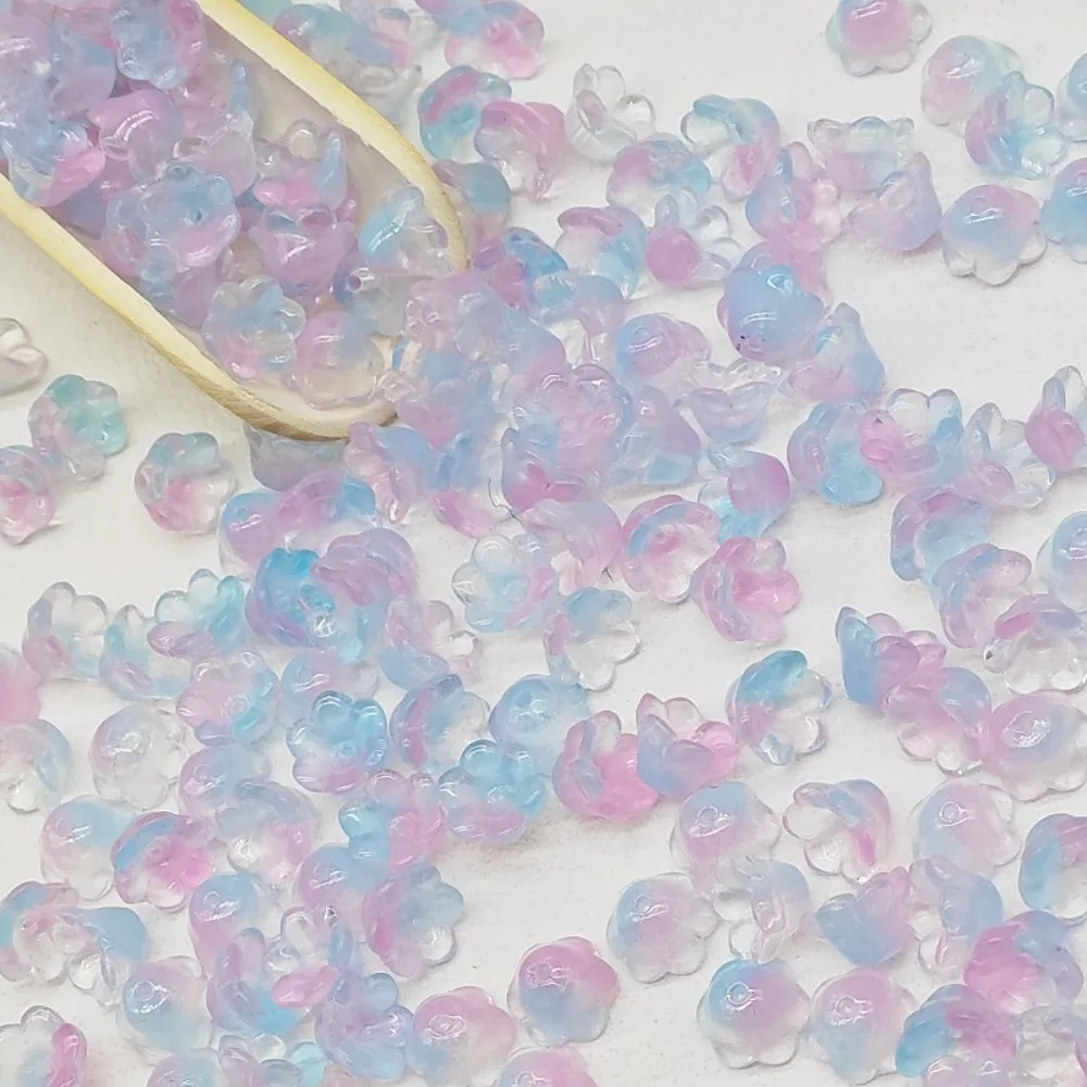 50 ピース/セット 7X12mm カラフルな桔梗ランプワークビーズガラスビーズフラワー桔梗ガラスビーズアクセサリーカラフル