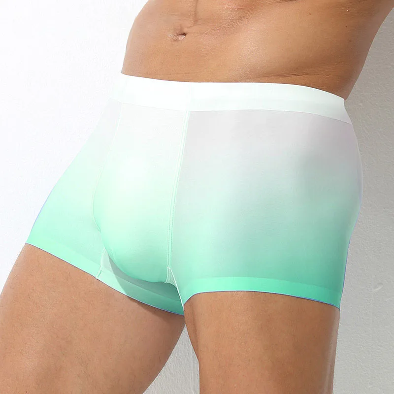 ﻿ Mens Boxer Briefs Color Gradient Underwear 3D-Pouch Control Panties Modal Microfiber Soft Breathable Multiple Colors Underpant