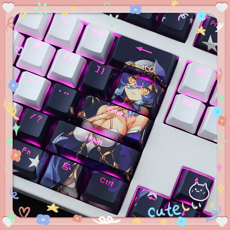 

108 Keys Genshin Impact Layla Keycaps Games Anime Keycap Cherry Profile PBT Dye Sublimation Mechanical Keyboard for MX Switch