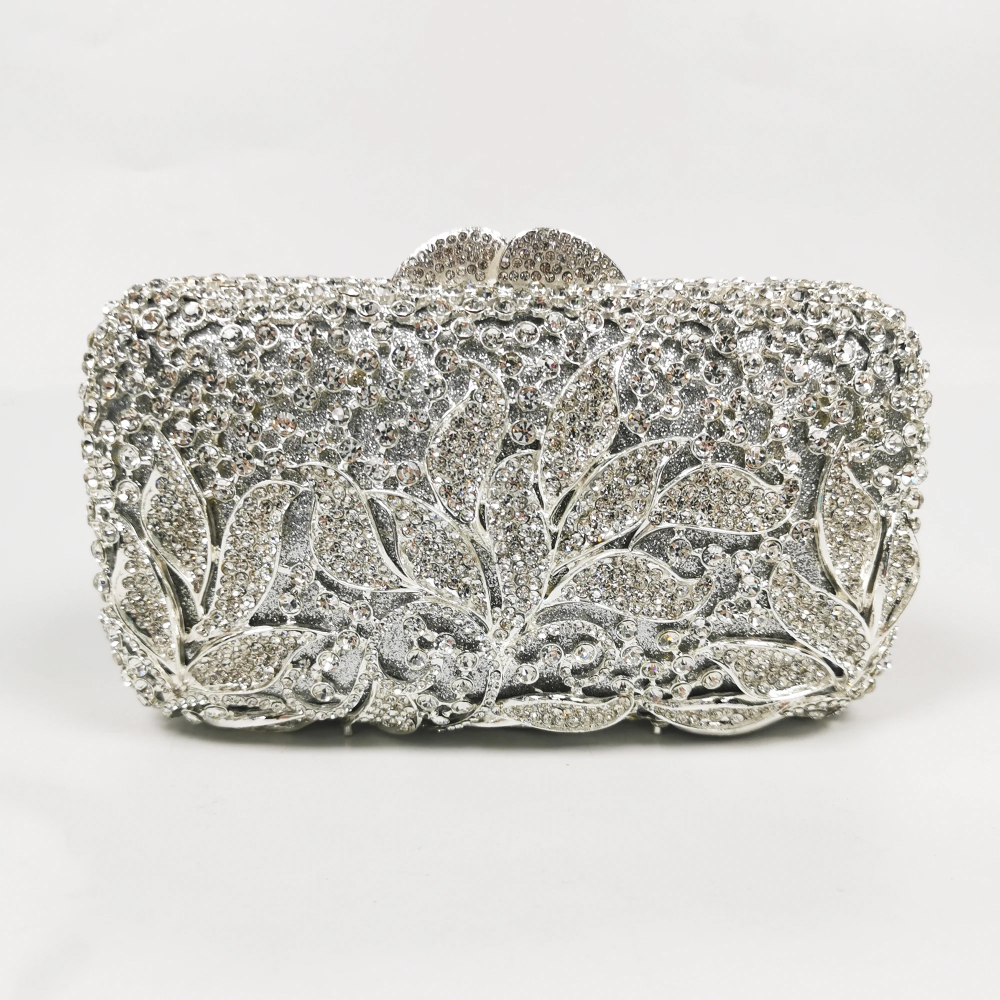 

XIYUAN Women Silver Crystal Evening Bags Lady Blue Minaudiere Bags Wedding Bridal Rhinestone Clutch Handbags Party Dinner Purses