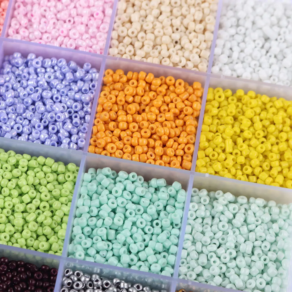 15 g/lote 2mm 3mm 4mm multicolorido checa contas de semente de vidro para diy pulseira colar espaçador contas jóias fazendo brincos acessórios