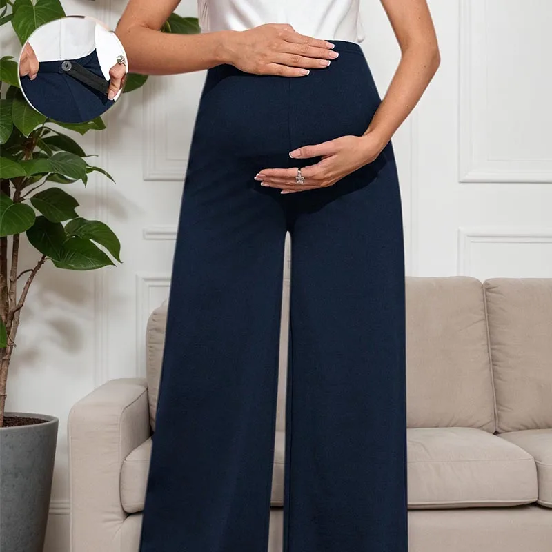 Pregnancy Wide-leg Pants, Springautumn Belly Support Casual Outer Wear, Non-binding Loose Trendy Trousers