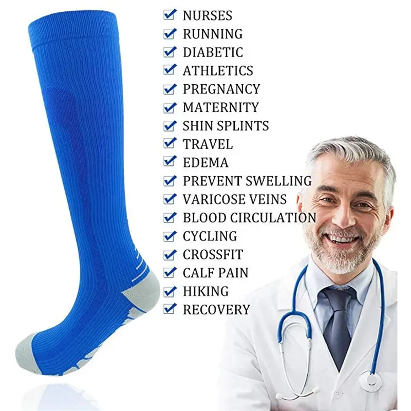 Compression Socks 20-30mmhg Running Travel Natural Hiking Riding Sports Socks Medical Varicose Diabetes Anti Fatigue Nurse Socks