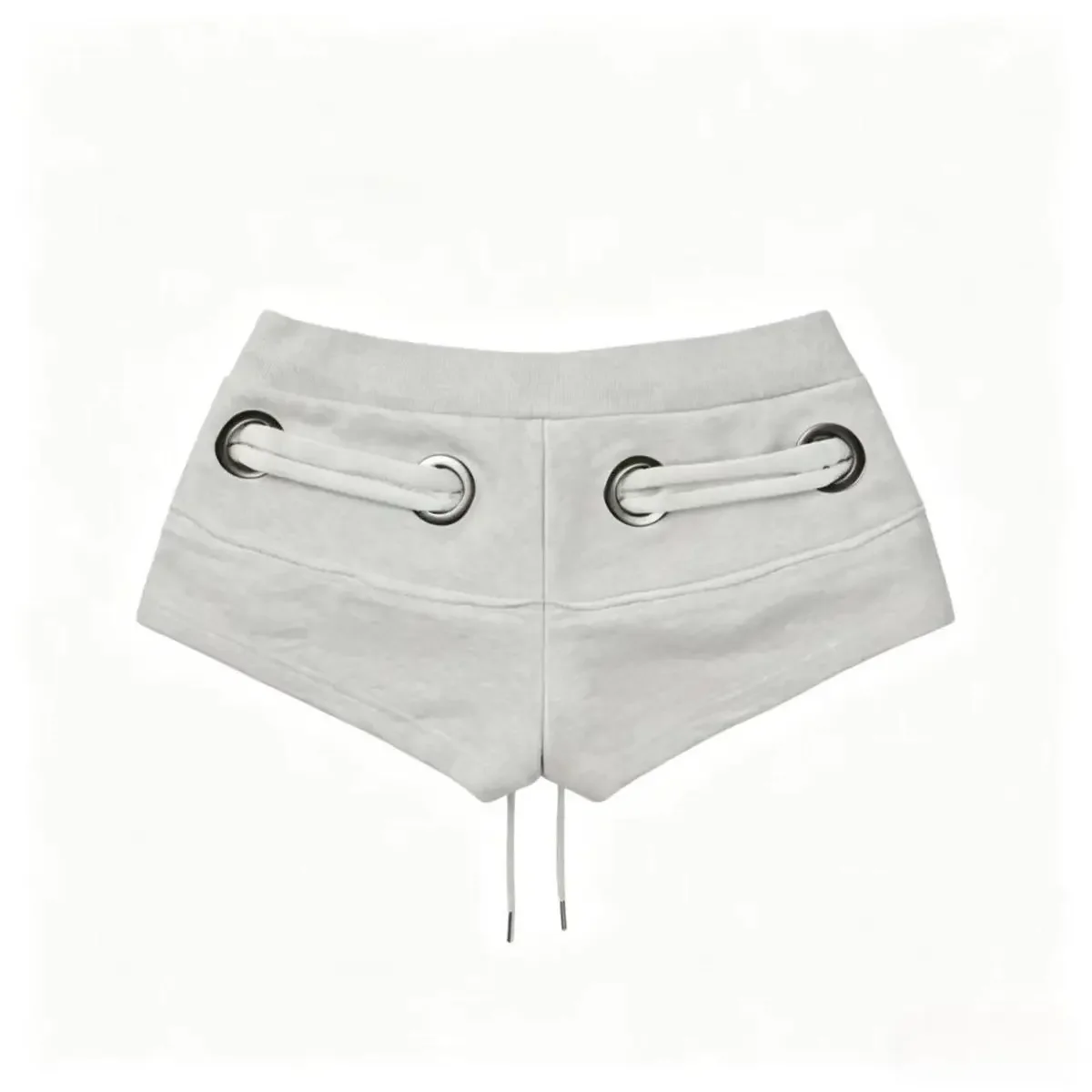 Graue Retro-Shorts im Spice-Girl-Stil mit Reißverschluss und Kordelzug, Design Sense Low Waist Hip Wrap A Word Super Shorts – Detail 4