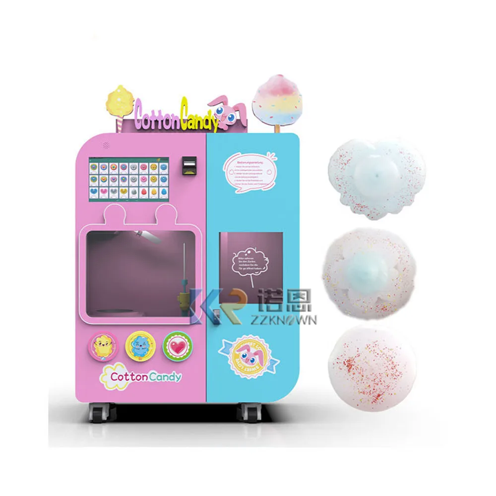 High Quality Commercial Colorful Clouds Roll Pink Floss Flower Automatic Cotton Candy Making Vending Machine