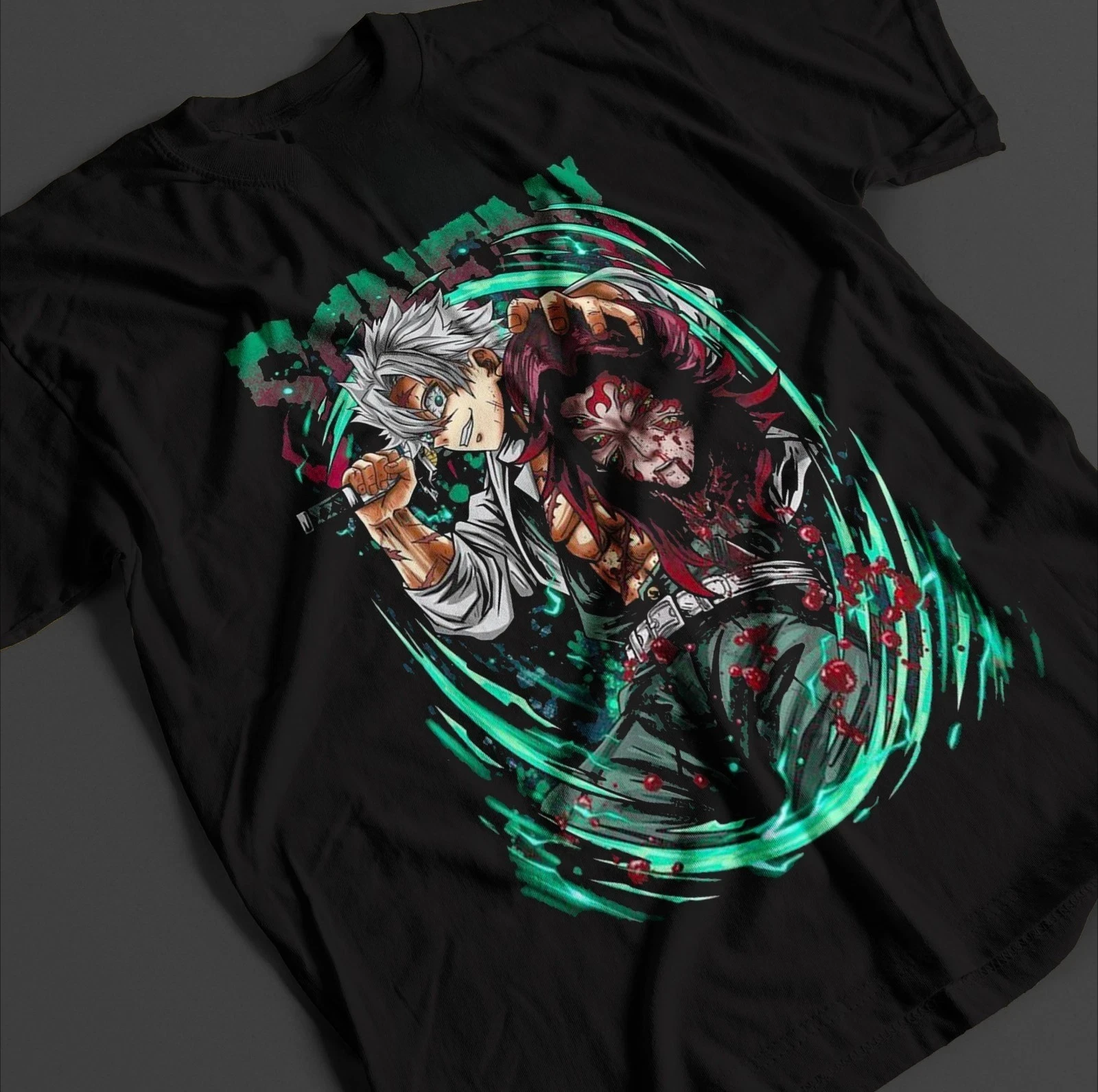 2026 New Year Devil Killer Shirt Sanemi Shinazugawa T-shirt Tanjiro KNY Anime Kokushibo T-shirt Men's Round Neck