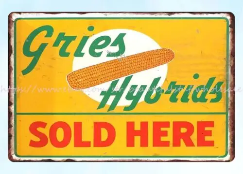 seed farm country corn Gries Hybrids Sold Here metal tin sign wall plaques