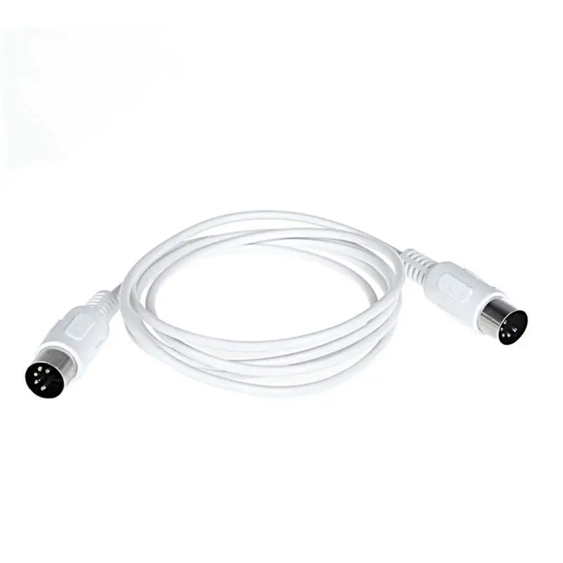 AS95 8Pcs MIDI Extension Cable 5 Pin Male to 5 Pin Male 1.5M for Electric Piano Keyboard Synthesizer PC - White