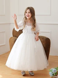 New Style Party  Dress Wedding Flower Frock  Bridal Ball Gown For Little Girl 7 Years