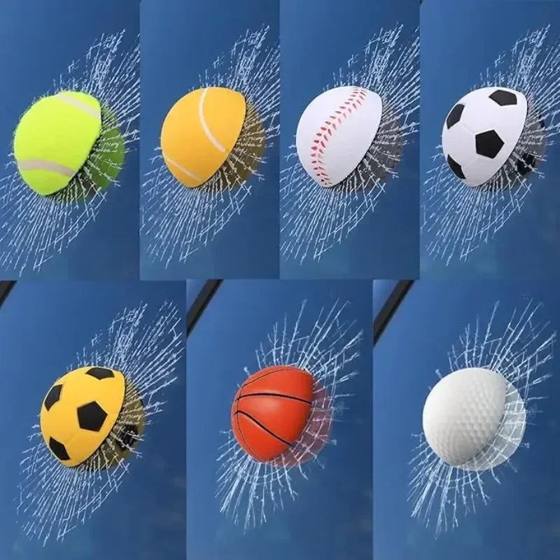 تصفيف السيارة البيسبول كرة القدم التنس ستيريو الزجاج المكسور ثلاثية الأبعاد ملصق نافذة السيارة الكرة يضرب ملصق مائي ذاتي اللصق ملصقات السيارات